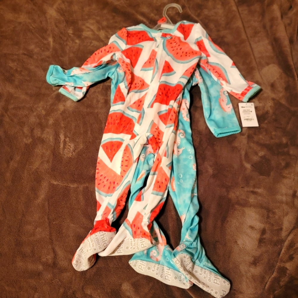 Carter's two (2) pair Footie Pajamas Size 18 months